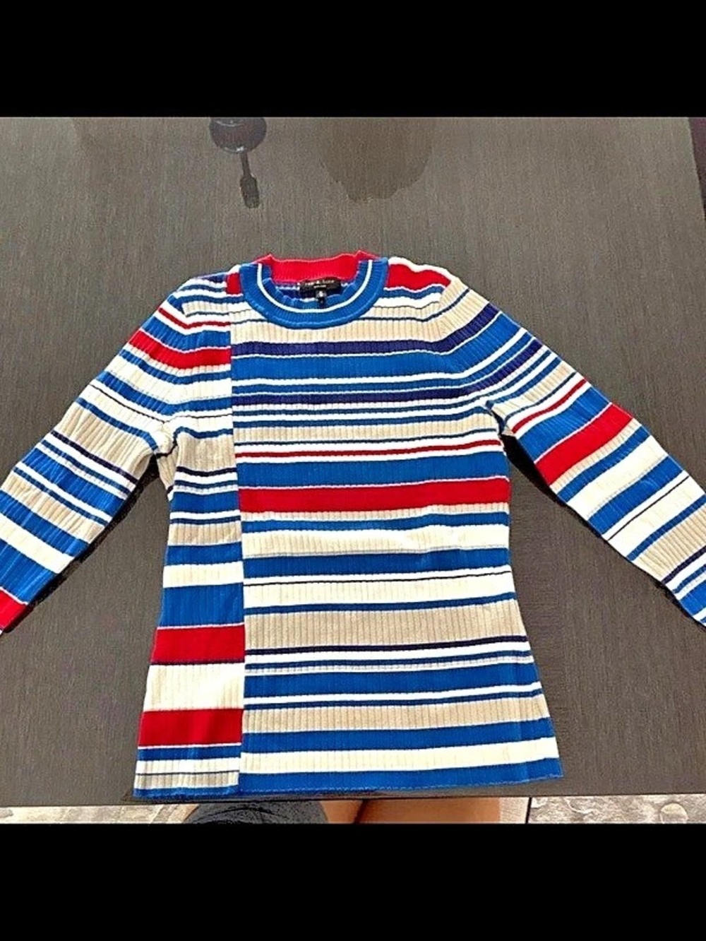 rag & bone Striped Sweater in Blue & Red Size Medium